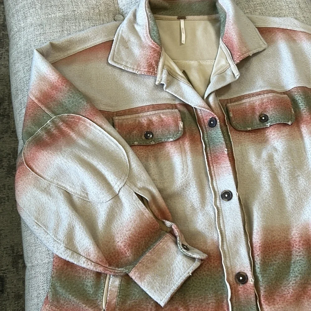 FREE PEOPLE PRINTED RUBY SHIRT JACKET OVERSIZED XS